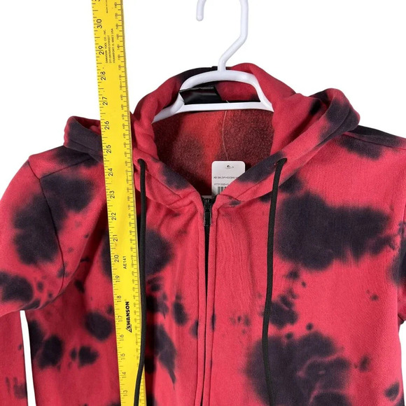 NWT AD Mens S Womens M Hoodie Red Black Tie-Dye Skull Graphic Hoodie Jacket - Picture 14 of 16